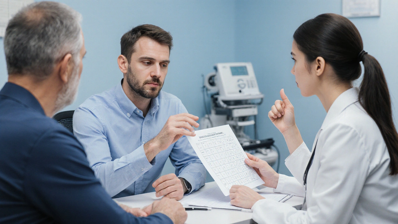 Doctor and patient discussing treatment in modern consultation room
