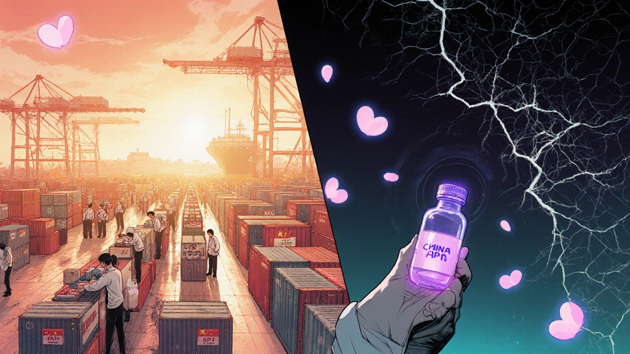 A factory in India produces pills while a fragile global supply chain cracks behind it.