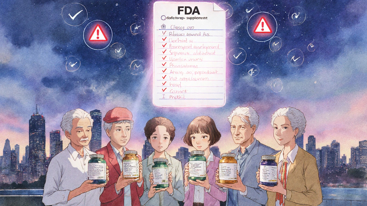 Older adults being guided by a safety app to check supplement interactions with their drugs.